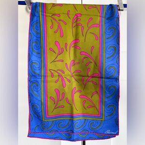 Vintage Silk Burmel 71” Long Rectangular Scarf Italy 60’s Pop Art Pucci Style